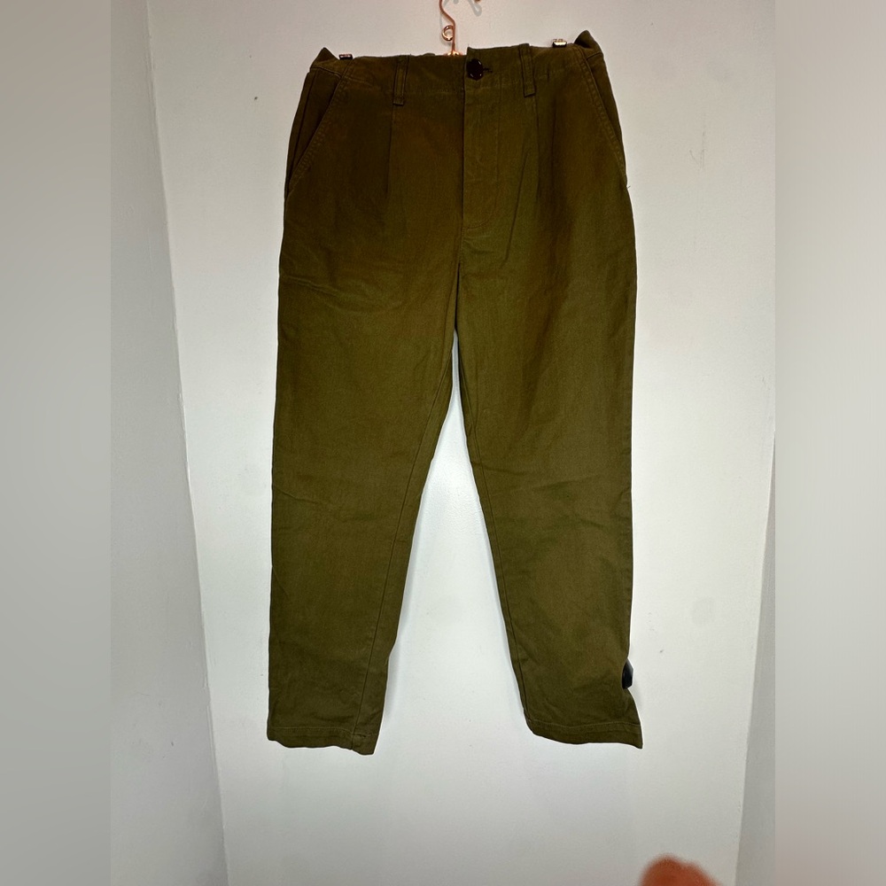 Alex Mill High waist Pleated Chino Pants Olive preppy 90s sz 0
